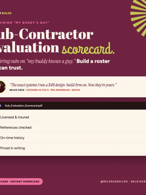 Sub-Contractor Evaluation Scorecard